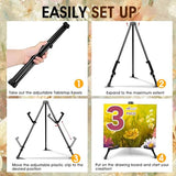 Tabletop Easels, Black Steel Table Top Easels for Display, Adjustable Portable Table Top Easel for Paintings