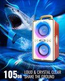YIER Bluetooth Speaker, 240W Peak Loud Party Speaker with Big Bass, 20H Playtime, TWS, BT5.3, Large Portable Wireless Boom Box with LED Light for Outdoor Backyard Beach Home (Leather Orange)