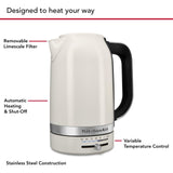KitchenAid 1.7L Electric Kettle w/Temp Control KEK1701, Porcelain White