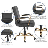 Flash Furniture Whitney Mid-Back Swivel LeatherSoft Desk Chair with Wheels