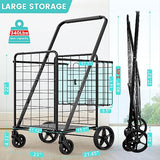 Folding Shopping Cart for Groceries,360 lbs Capacity Grocery Cart with Waterproof Liner and 360° Swiveling Wheels