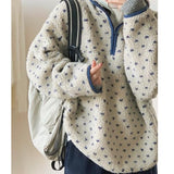 Talakeno Womens Fleece Sweatshirt Half Zip Sherpa Pullover Jackets Warm Long Sleeve Vintage Hiking Coat with Pockets(Blue,XS)