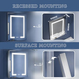 ExBrite LED Lighted Bathroom Medicine Cabinet with Mirror, 24 x 30 Inch, Recessed or Surface Mount, Anti-Fog