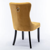 MOOLSUN Velvet Dining Chairs Set of 6, High Back Side Chairs, Modern Padded High-End Tufted Upholstered Chairs with Button-Tufted Back & Rear Pull Tabs, Solid Wood Legs E-Gold(Solid Wood Legs)