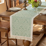 UWWGKK 14x48 Botanical Table Runner Waterproof Floral Vine Boho Tassels
