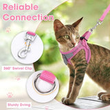 NCMAMA Cat Harness and Leash Set for Walking Escape Proof, Soft Adjustable Kitten Harness Breathable Mesh with Reflective Strips Harness for Kitty Puppy Bunny(Pink,XS)