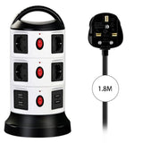 RXXCMD Vertical Power Strip Multiple Tower Socket Surge Protector EU Pluging Outlets with Switchable 1.8m Extension Cable Home Office(3 Layers 11 Outlets)