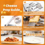Aolzg 3-in-1 Handheld Cheese Grater Set for kitchen - Adjustable Slicer, Grater and Shredder with Tray - 430 Stainless Steel for Cheese, Butter, Vegetables, Chocolate, Dishwasher Safe