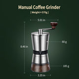 BOMANSI BOMS Manual Coffee Grinder - 8 Adjustable Coarseness Settings, Hand Crank Coffee Mill, Large Capacity, Portable Hand Coffee Grinder