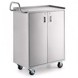 18" x 30" Stainless Steel Utility Cart with Enclosed Base and Locking Doors - 5 Shelf Heavy-Duty Commercial Service Cart NSF for Kitchen, Catering, Restaurant, Janitorial Use