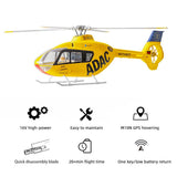 MechPuConToy GPS RC Helicopter Model, FLYWING EC135 470-Class 2.4G 6CH 4 Detachable Propellers RC Simulation Helicopter Model with H1 Flight Controller and Return-to-Home (PNP Version)
