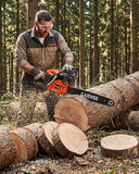 52cc Gas Powered Chainsaw, 2-Stroke Engine with Quick Start & Ergonomic Non-Slip Handle for Efficient Wood Cutting, Tree Trimming and Land Clearing- Orange