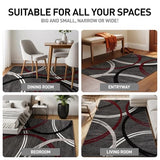 Rugshop Wavy Circles Modern Non-Shedding Living Room Area Rug Red 12' x 15'