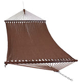 Sunnydaze Soft-Spun Polyester Rope Double Hammock for Outside - 600-Pound Weight Capacity Extra Large Hammock - Mocha