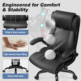 BESTFAIR Ergonomic Office Chair - Desk Computer Chair, Leather High Back Executive Chairs, Black
