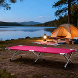 HOMSUPPLIE'S Folding Camping Cot,Outdoor Portable Camp Bed, Sleeping Cots with Carry Bag (Pink)