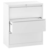 3 Drawer Lateral File Cabinet with Lock, Metal Stainless Steel Wide Lateral Filing Cabinet | White YITAHOME
