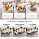 Extendable Sintered Stone Dining Table Seats 8-10 People. Modern Telescopic Dining Table with Leather Base
