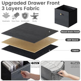 Black Cube Storage Organizer, 16 Open Cubes Bookshelf with 3 Storage Drawers