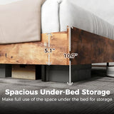 LUCKLIFE Floating Bed Frame Full Size, with Adjustable Headboard and Smart LED Lights, Upholstered Bed Frame with RGB Lights, Modern Metal Bed, Easy Assembly, Under-Bed Storage, Bedroom