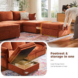 Oversized Modular Sectional Sofa, Large 9 Seater L Shaped Couch with Storage Ottoman with Reversible Chaise Deep Seat for Living Room