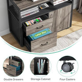 L Shaped Desk with Drawer Cabinet, 63" Executive Computer Desk and lateral File Cabinet, 2 Piece Home Office Furniture (Gray, 63 inches)