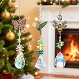 H&D HYALINE & DORA 3Pcs Crystal Suncatcher for Windows Hanging Prism Rhinestones Sun Catcher with Chain and Hook Rainbow Maker for Ceiling Garden Home Indoor Decor