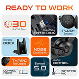Delton 35X Bluetooth Computer Headset with Noise Cancelling Mic, Fast Charging Dock, Auto Pair USB Dongle for PC, Laptop, MacBook, Compatible with MS Teams, Google Meet, Zoom, Slack, and More - Black