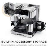 Ninja Luxe Café Premier 3-in-1 Espresso Machine, Drip Coffee, & Rapid Cold Brew | Built-in Coffee Grinder, Hands-Free Milk Frother, Assisted Tamper for Cappuccinos & Lattes | Stainless Steel | ES601