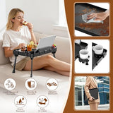 KDD Bed Tray Table with Folding Legs,Breakfast Tray with Removable Cup Holder & Phone Tablet