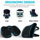 FORTEM Seat Cushion, Office Chair Cushion, Lumbar Support Pillow for Office Chair, Memory Foam Sciatica