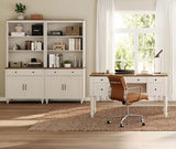 Home Office Furniture Set, 56" Executive Desk with Charging Station, 72" Tall Bookcase with 4 Doors and 2 Drawers