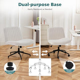 OLIXIS Criss Cross Chair with Wheels Wide Cross Legged Office Desk Vanity Chair Comfy Fabric Armless Adjustable