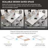 Extendable Dining Table for 4-8, 55"- 78" Rectangular Sintered Stone Dining Room Table
