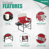 SUNNYFEEL Camping Directors Chair, Heavy Duty,Oversized Portable Folding Chair with Side Table, Pocket for Beach, Fishing,Trip,Picnic,Lawn,Concert Outdoor Foldable Camp Chairs