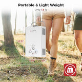 Portable Camplux Propane 1.58 GPM Tankless Gas, On Demand Water Heater, White