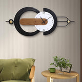 Anmotpe Modern Minimalist Wall Clocks,Black Metal & Wood Geometric Design Large Wall Clocks,Silent Non-Ticking Battery Operated,for Living Room Home Office Wall Art