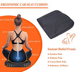 kingphenix Premium Car Seat Cushion, Memory Foam Driver Seat Cushion to Improve Driving View (Leather Black)