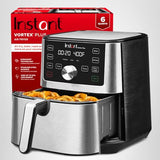 Instant Pot 6QT VORTEX Plus Air Fryer, 6-in-1, Air Fry, Broil, Dehydrate, Crisp, Roast, Reheat, Bake, Dishwasher-Safe Airfryer basket, from the Makers of Instant Pot, Stainless Steel