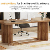63-inch Executive Desk, Vintage Home Office Computer Desk with Large Tabletop, Walnut Brown