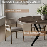 42"-58" Extendable Round Dining Table for 4-6, Kitchen Oval Table with Hidden Leaves & Storage Shelf