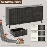 63" Wide Fluted 9 Drawers Dresser for Bedroom,Curved Edge,Black