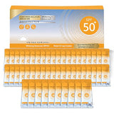 50PCS Mini Sunscreen Bulk, Travel Size Sunscreen SPF 50+, Sunscreen Packets, Bulk Mini Sunscreen for Face & Body, Lightweight, Waterproof & Non-Greasy, Perfect for Thank You Gifts & Beach Must Haves