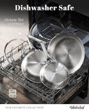 Titanium Pans for Cooking | 8 Pcs Titanium Hammered Pro frying Paella Pans with Lid
