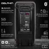 Dolphin Dual 10" Bluetooth Party Speaker - 1000W Big Speaker with 2 Wireless Microphones, Powerful Bass, Multicolor LED Lights, Tailgate Ready, Portable with Wheels & Handle, Long-Lasting Battery