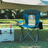 Camping Folding Chair Outdoor Lawn Portable Lightweight Camp Folding Chairs for Adult Outside with Cup Holder, Cooler Pouch & Side Pocket for Camping, Beach, Fishing, Sports or Tailgating Events, Blue