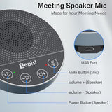 USB Speakerphone, Conference Microphone for Home Office, Omnidirectional Desktop PC Speaker with 360° Voice Pickup