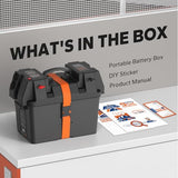 Litime Portable Battery Box Fits Group 24/27/31 Size Batteries for Boats, Marine, RV, Trailer, Trolling Motor Includes 12 Volt Accessory Socket, Built-in Voltmeter