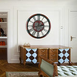 TOPPTIK 36 Inch Moving Gear Wall Clock, Oversized Wall Clocks, Clock Living Room Decor, Solid Wood Frame, Battery Operated, Large Wall Clock with Industrial for Fireplace(Black Walnut)