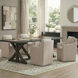 Upholstered Dining Chairs with Casters, No Assembly Modern Accent Armchair with Rollers for Dining Room, 4 Box